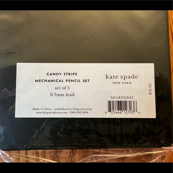 NWT Kate Spade Candy Stripe Mechanical Pencil Set - Picture 3 of 4